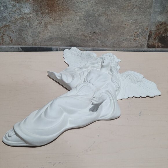 Bisque Porcelain Angel Figurine Wall Decor - Picture 7 of 9